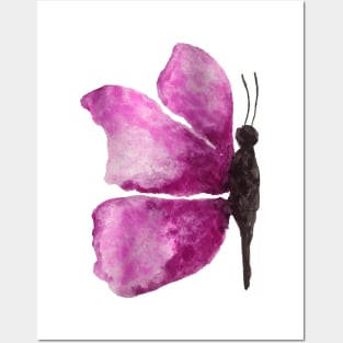 watercolour purple butterfly Posters and Art